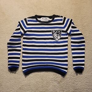 Vtg Castelbajac Striped Sailors Mariniere Blue and Black Shirt